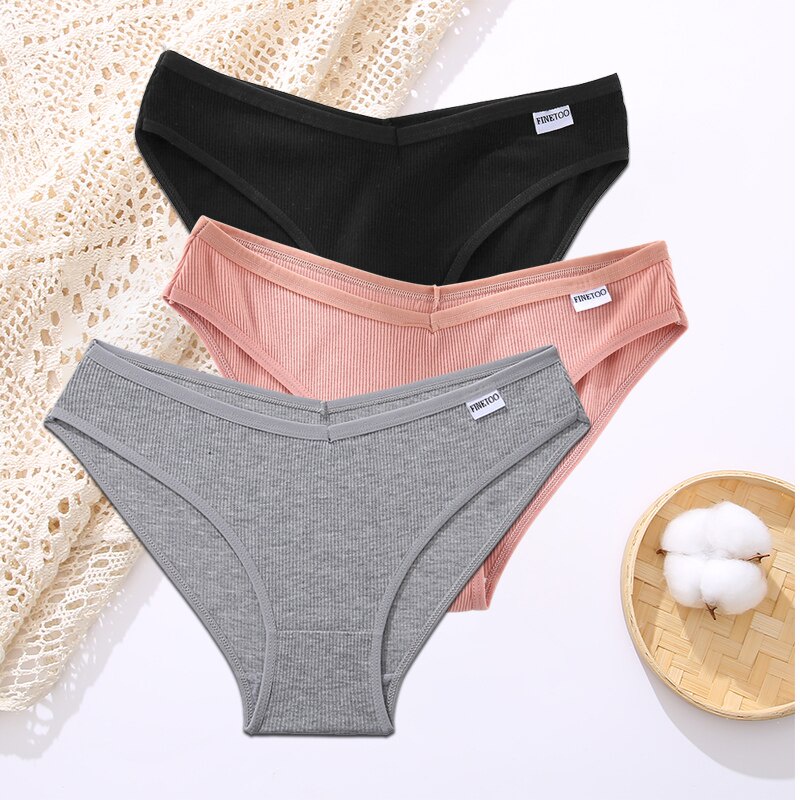 Finetoo Lingerie Sexy Women Cotton Briefs Underwear Underpants 8 Solid ...