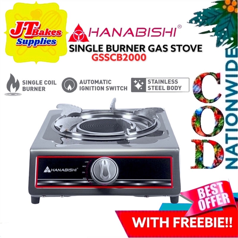 Hanabishi Single Burner Gas Stove GSSCB2000 Stainless Steel Top with