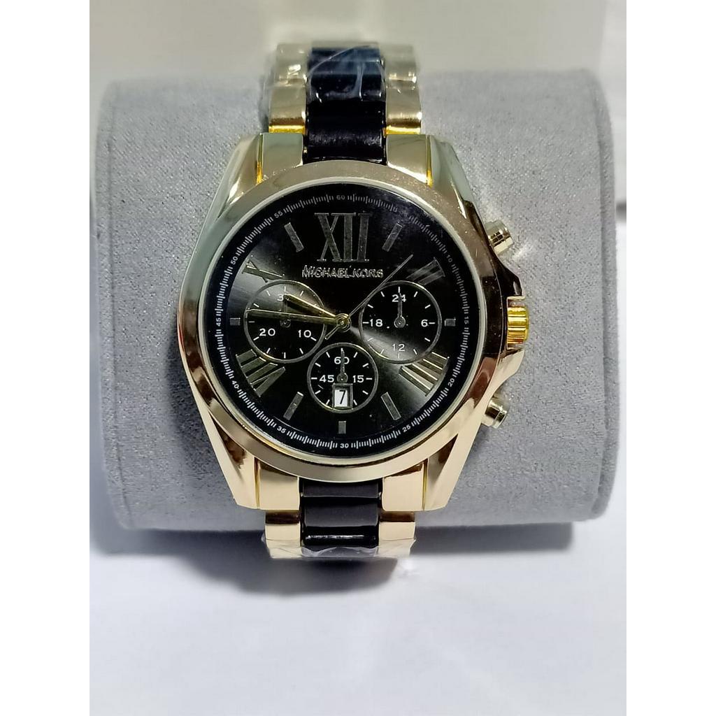 Black and gold michael kors online watch