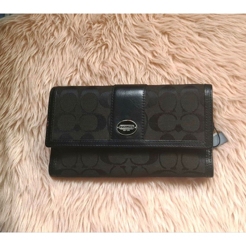 COACH Legacy Signature Checkbook Wallet in Black