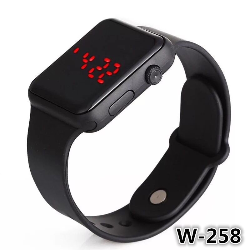 WILY Square Mirror Face Silicone Band LED Digital Watch (Watch006