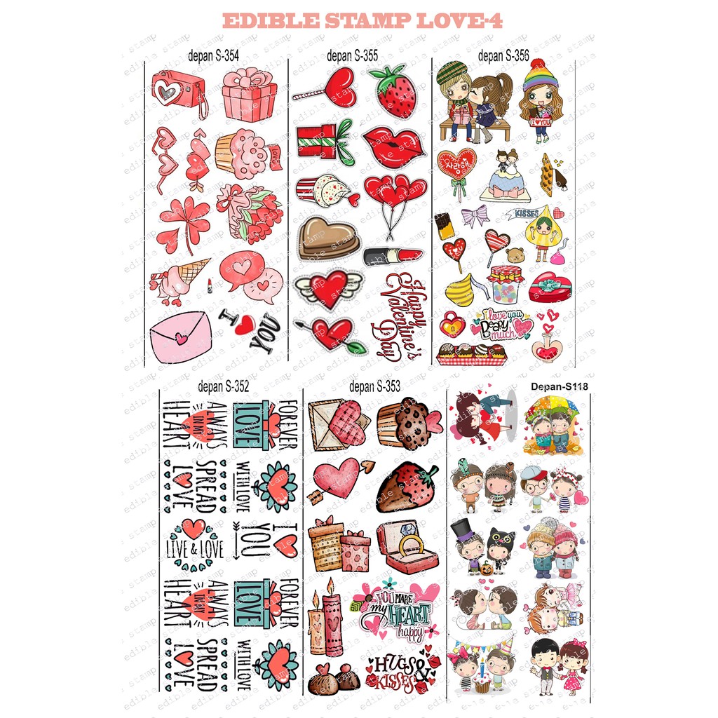 Edible Stamp Edible Food Stickers Edible Image Edible Print LOVE 4 Food ...