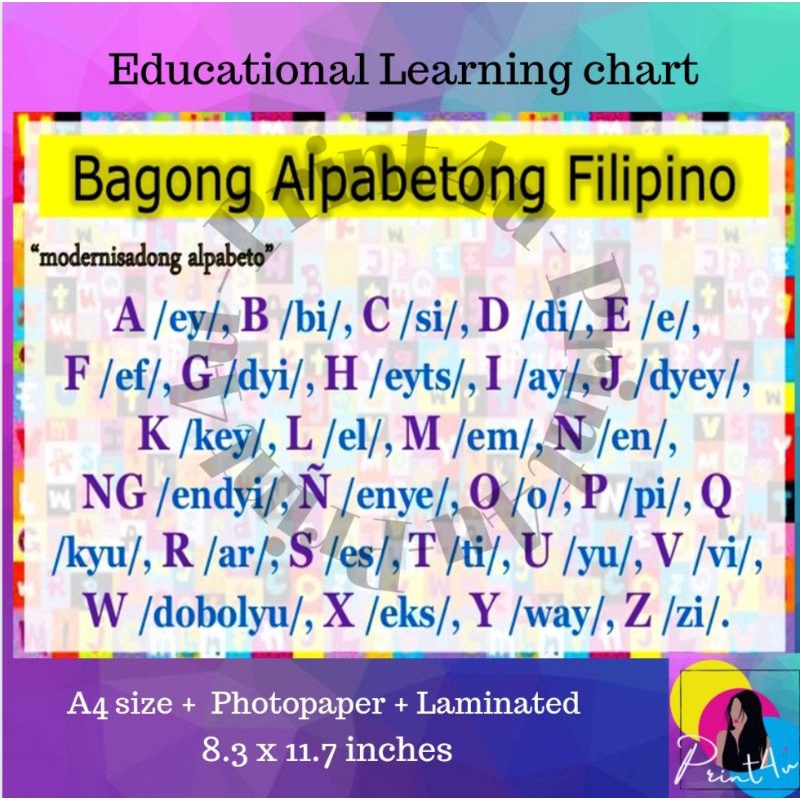 Bagong Alpbetong Filipino Kids Learning Chart Laminated A4 | Shopee ...