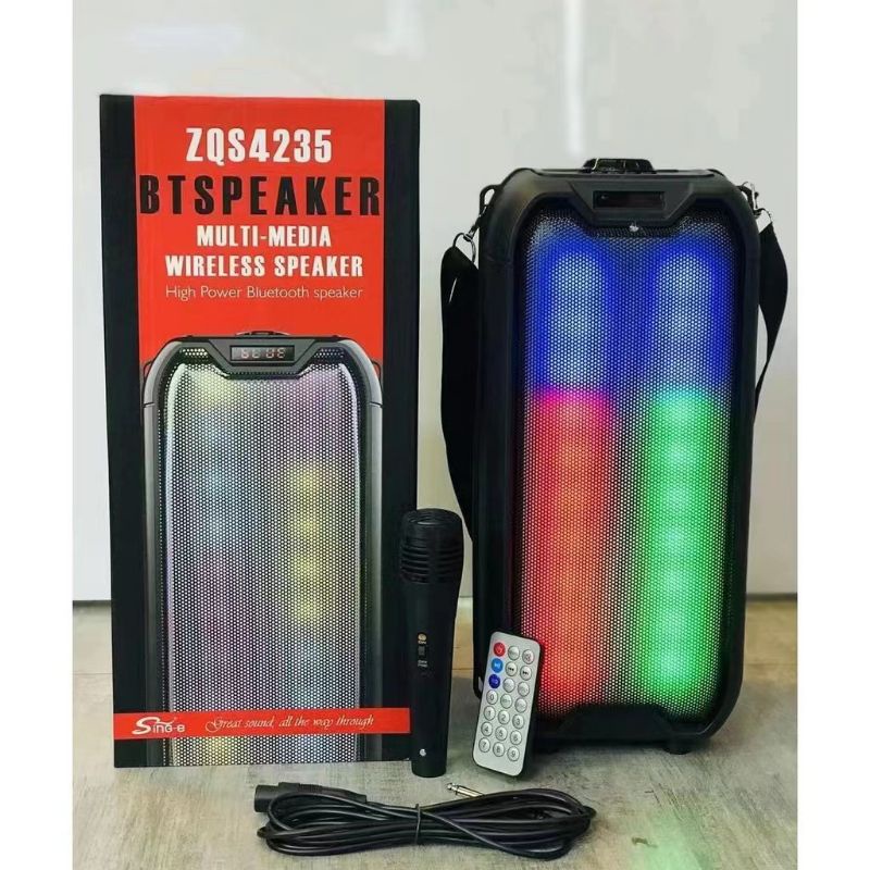 ZQS 4235 Bluetooth Speaker With Free Mic Karaoke Portable LED Speaker ...