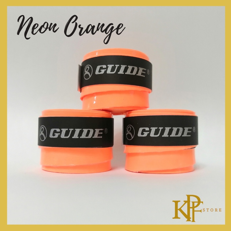 3PCS. NEON ORANGE COLOR GUIDE OVERGRIP FOR TENNIS, BADMINTON, SQUASH ...