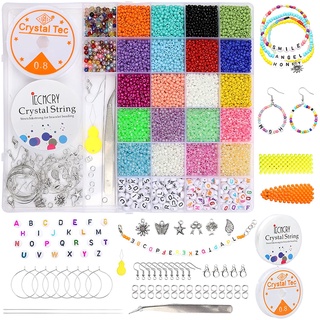 Craftybook 7500pc Beads Bracelet Making Kits with Small Glass and Letter Beads, Men's, Gold