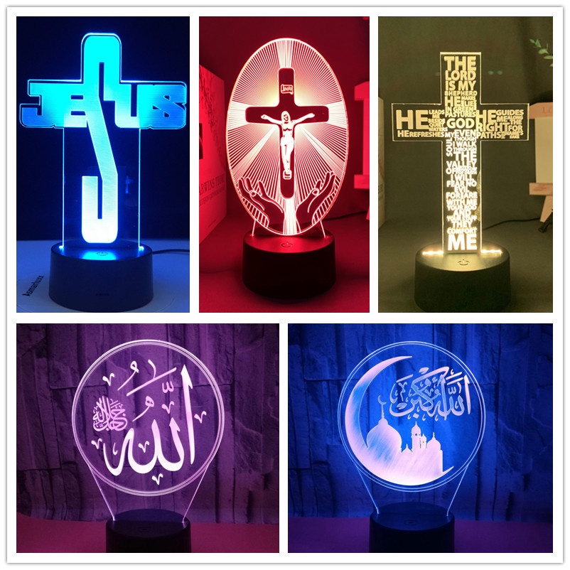 New Jesus 3d Lamp Acrylic Touch Switch Colorful Desk Lamp Visual ...