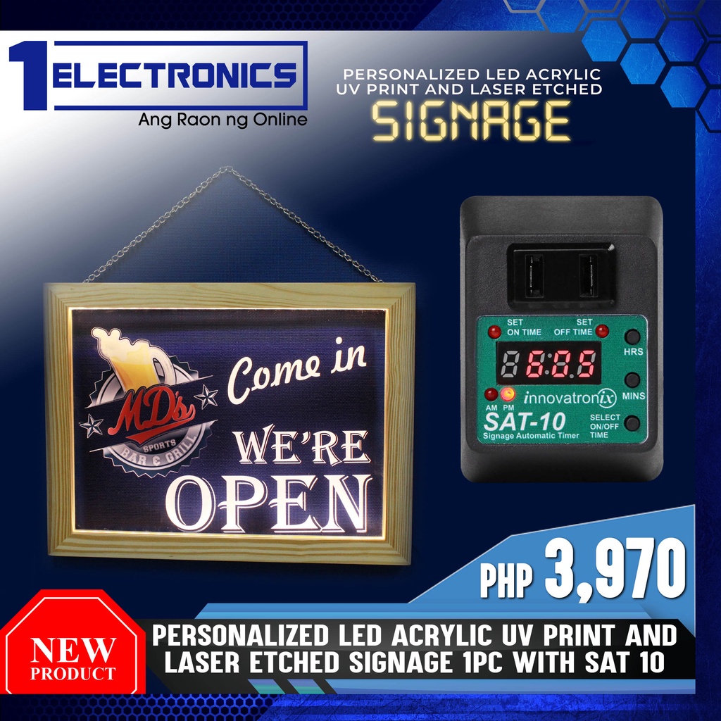 1Electronics Personalized Acrylic Glass LED Signage Business sign Store ...