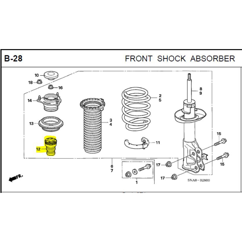 Front Shock Absorber Rubber Bump stopper for Honda Civic (1 pc ...