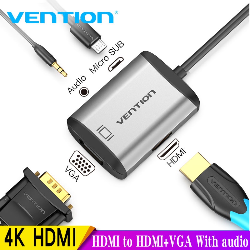 Vention HDMI to HDMI VGA Adapter 4K HDMI Converter HDMI VGA Cable for