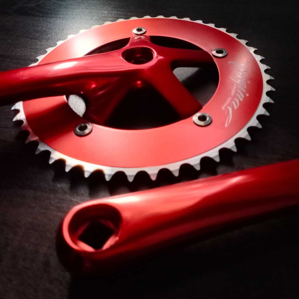 MERAH Crankset Lasco Crank Fixie Fixed Gear Folding Bike Red Red