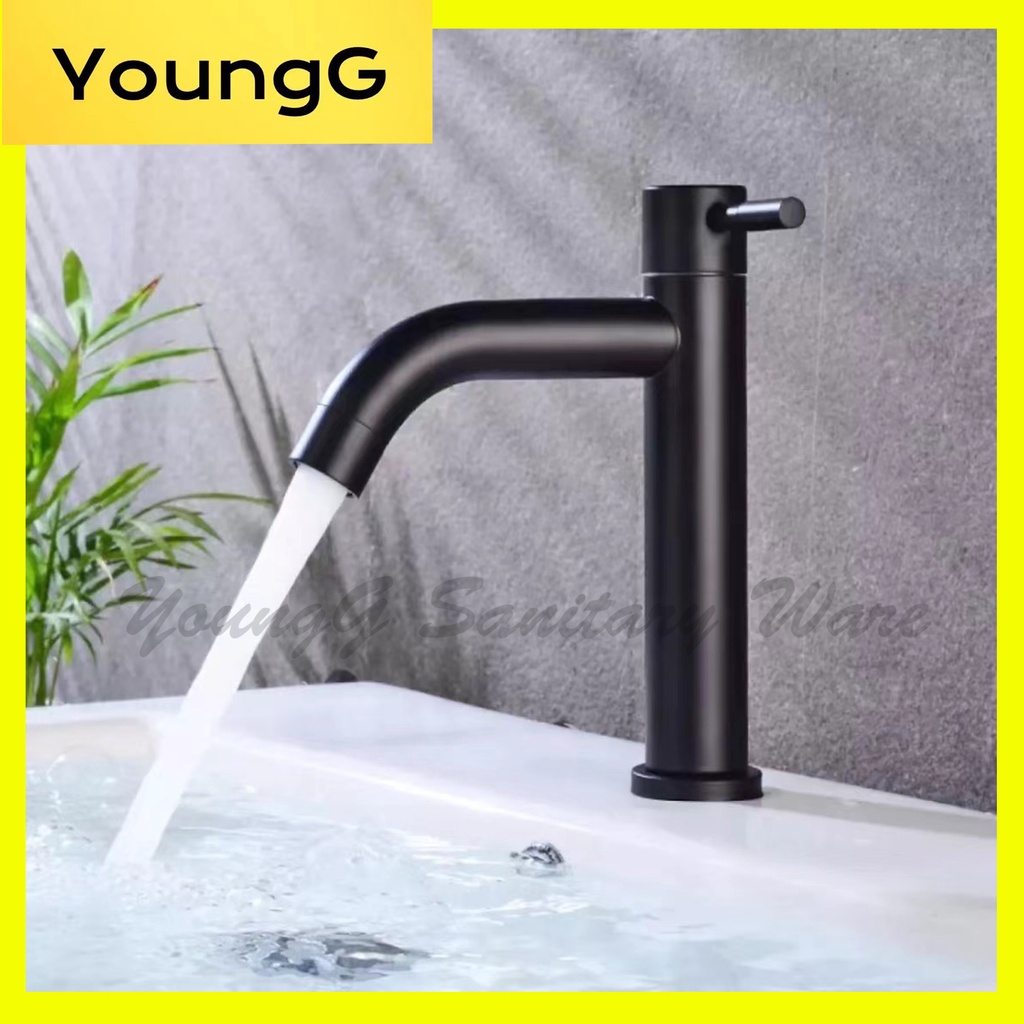 304 Stainless Steel Black Color Bathroom Sink Basin Single Lever Cold ...