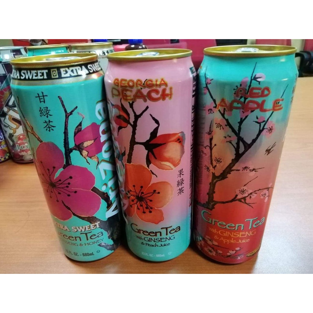 ARIZONA PEACH GREEN TEA WITH GINSENG - Green tea drink with peach and -  BERFUD American Food