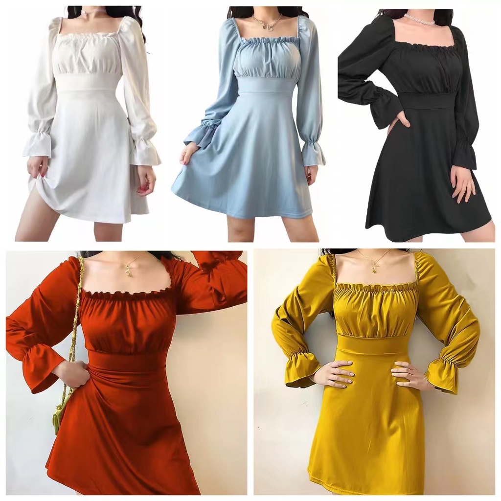 New Elegant Korean Fashionable Summer Off Shoulder Long Sleeve Dress ...