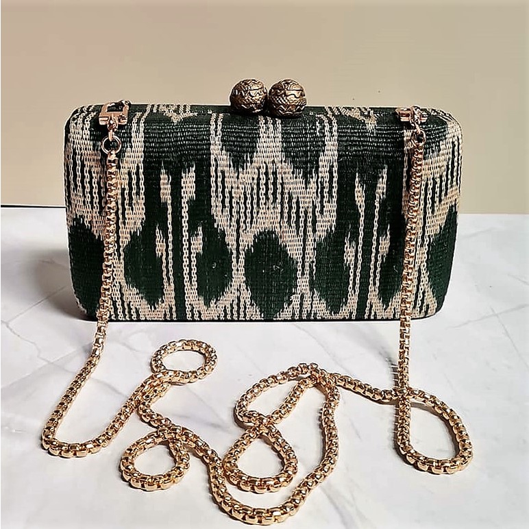 K na K noon T nalak Rectangular Hard Clutch Bag with Brass Hardware