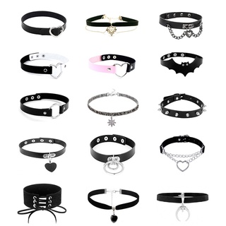 2pcs Heart Choker Necklace Pu Leather Goth Choker Collar With Heart Lock  Punk