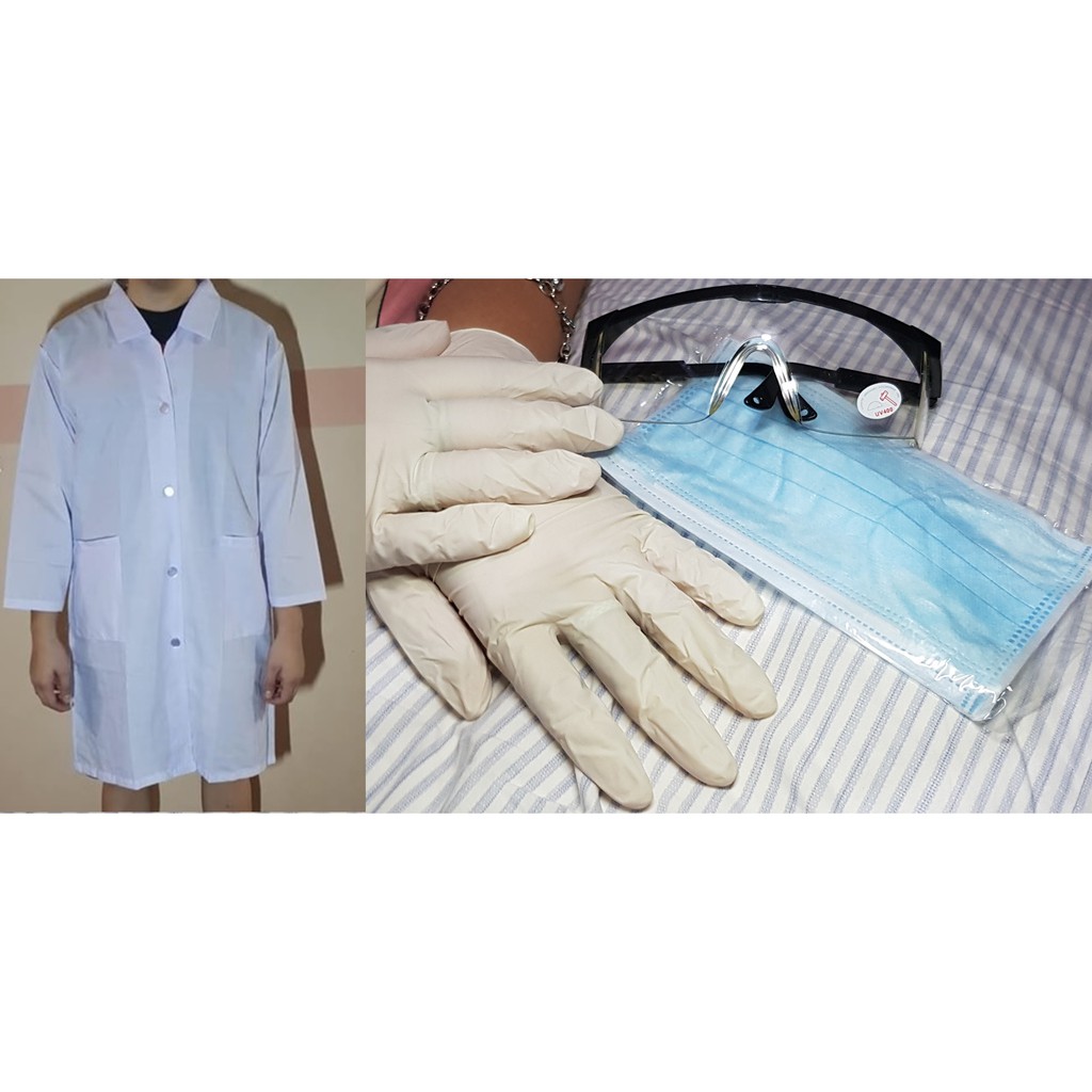 Lab Gown / Laboratory Gown Long Sleeves Set (Lab gown+Lab Goggles
