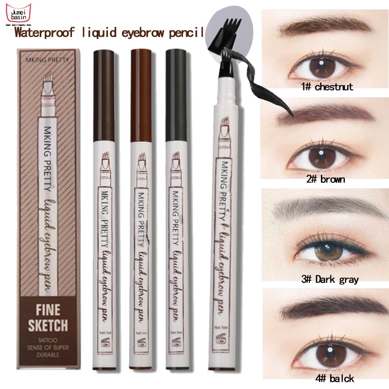 4 Colors Eyebrow Pencil Waterproof Long Lasting 4 Forks Durable Liquid Eyebrow Pen Eyebrow 