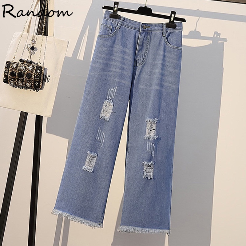 Women's Fashion Korean Style Casual Attire Six Pockets Wide Leg Cargo Mom  Jeans 2740