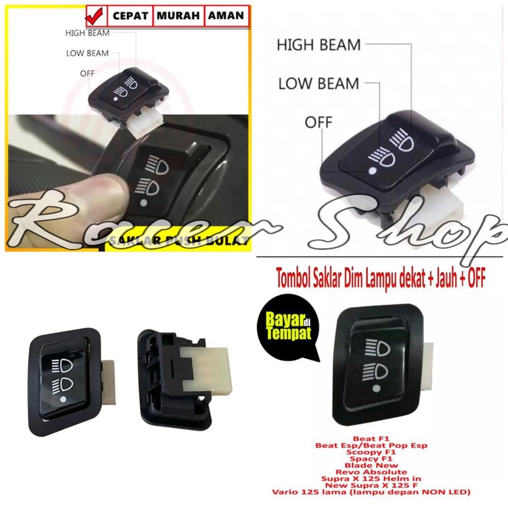 TOMBOL 3-function DIM DIMMER Light Switch REVO VARIO SCCOPY SUPRA BLADE ...