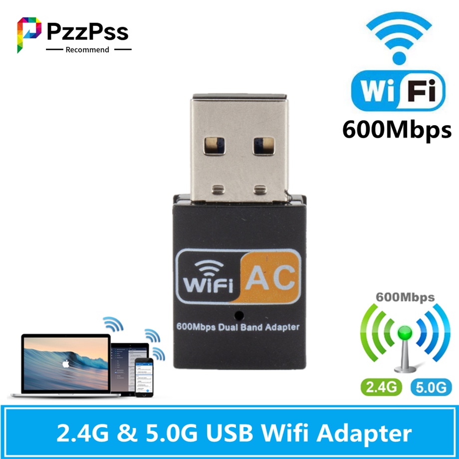 PzzPss Wireless USB WiFi Adapter 600Mbps wi fi Dongle PC Network Card ...