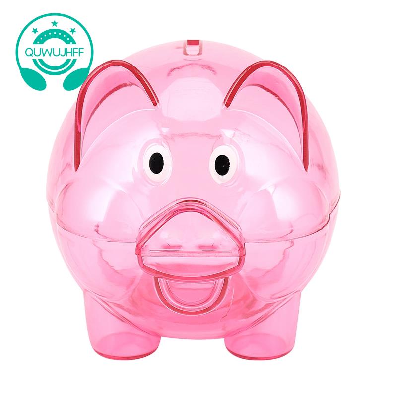 Cute Plastic Pig Clear Piggy Bank Coin Box Money Cash Saving Case Kids Toy Gift