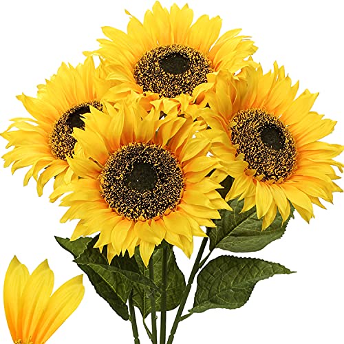 45cm Long Stem Large Fake Sunflower Artificial Flowers Decor Floral ...