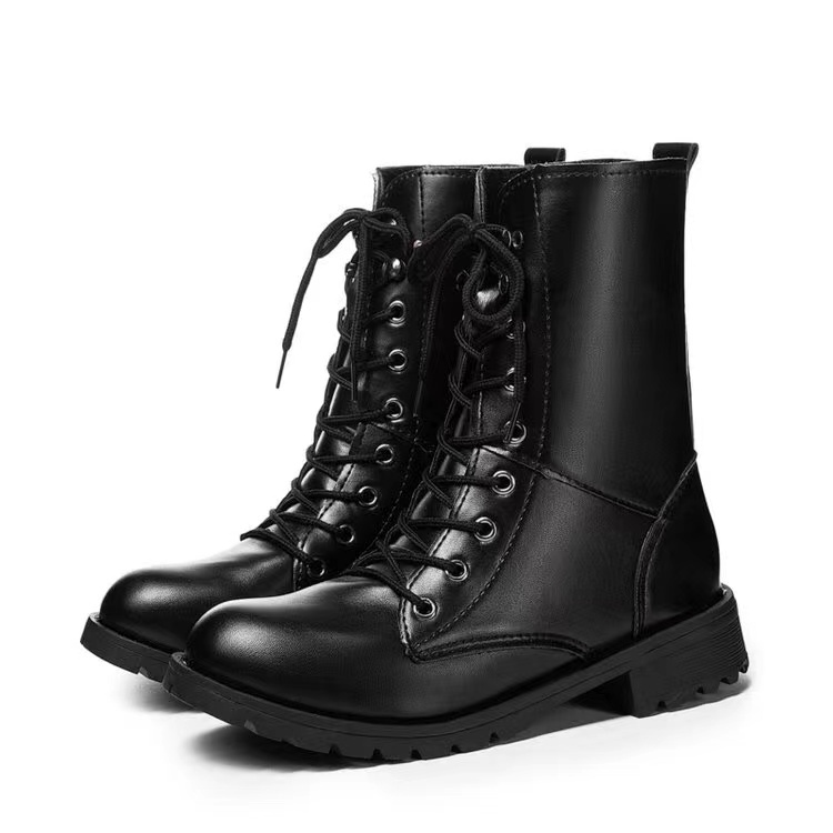 Fashion ankle boots cosplay combat boots lace up cowboy leather boots