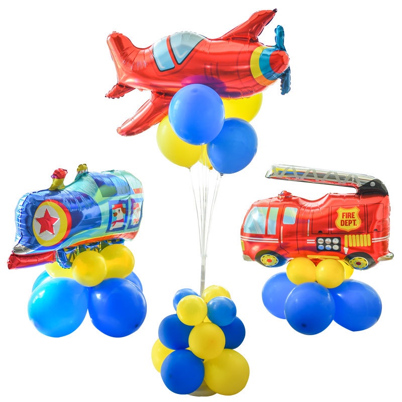 19pcs Vehicle Balloons With Table Floating Transportation Theme Train ...