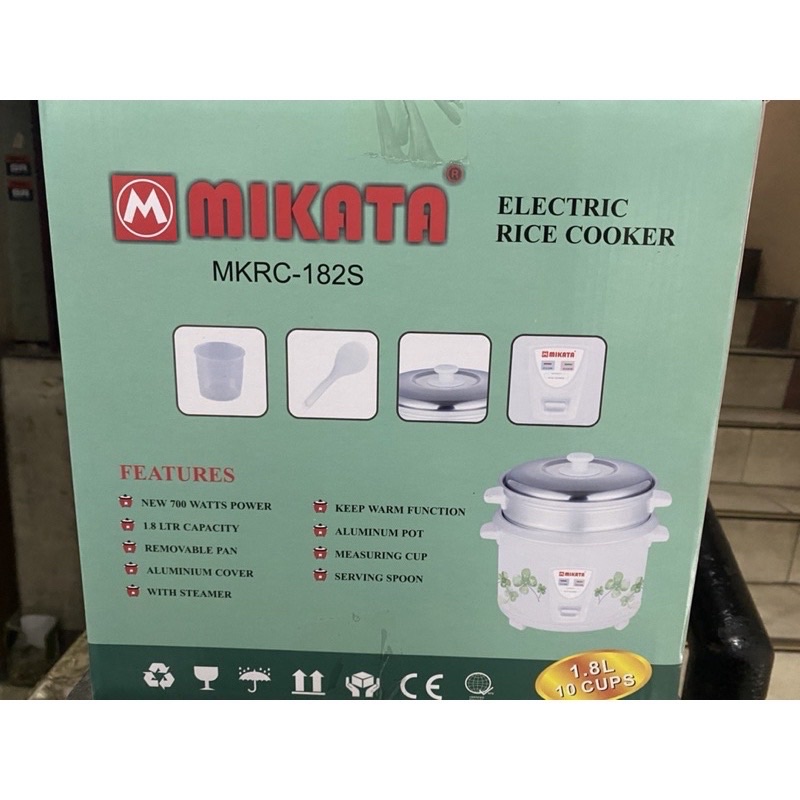 Mikata Electric Rice Cooker w/ Steamer 1.8 Liters 10 Cups Aluminum ...