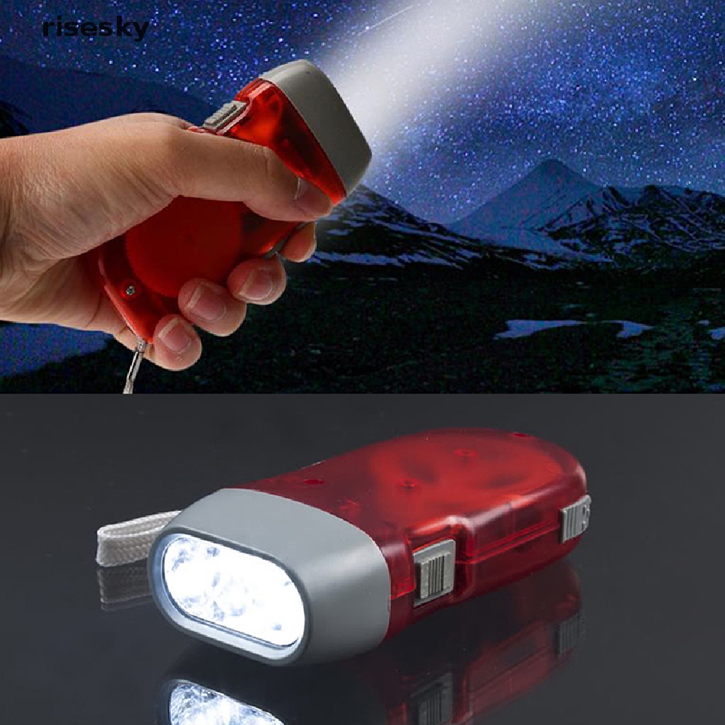[risesky] 3 LED Outdoor Hand Pressing Dynamo Wind Up Flashlight Torch ...