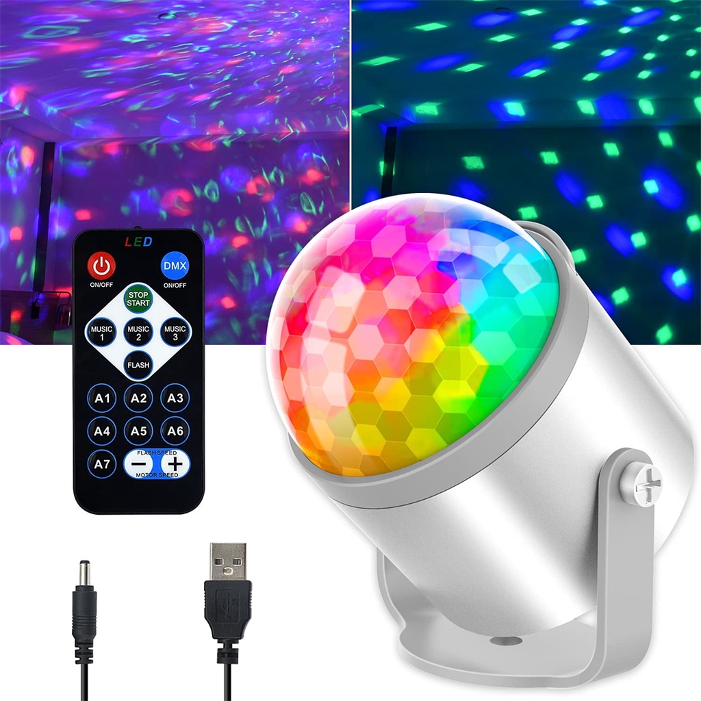 Sound Activated Party Light LED Projector, 2 in 1 Water Wave + Disco ...