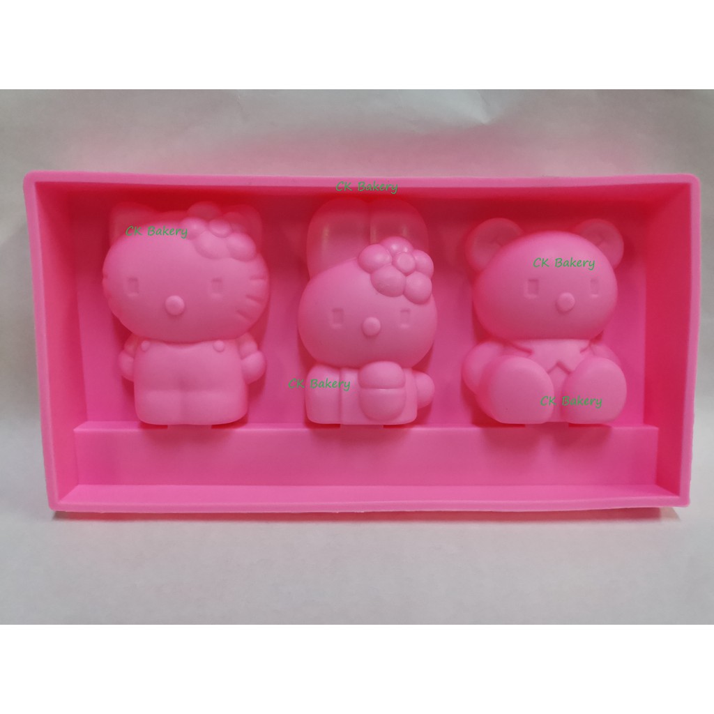 3 Holes Silicone Hello Kitty ice cream stick mould ice cube ice pop