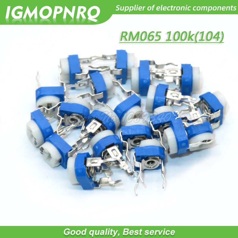 50pcs 100k Ohm RM065 Trimmer Potentiometers – 104, Adjustable Resistance