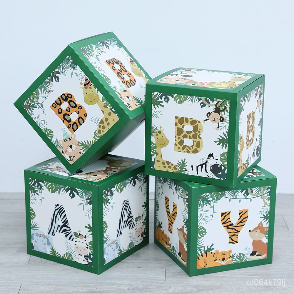 Baby Shower Decorations Safari Jungle Animals Balloon Box for Gender ...