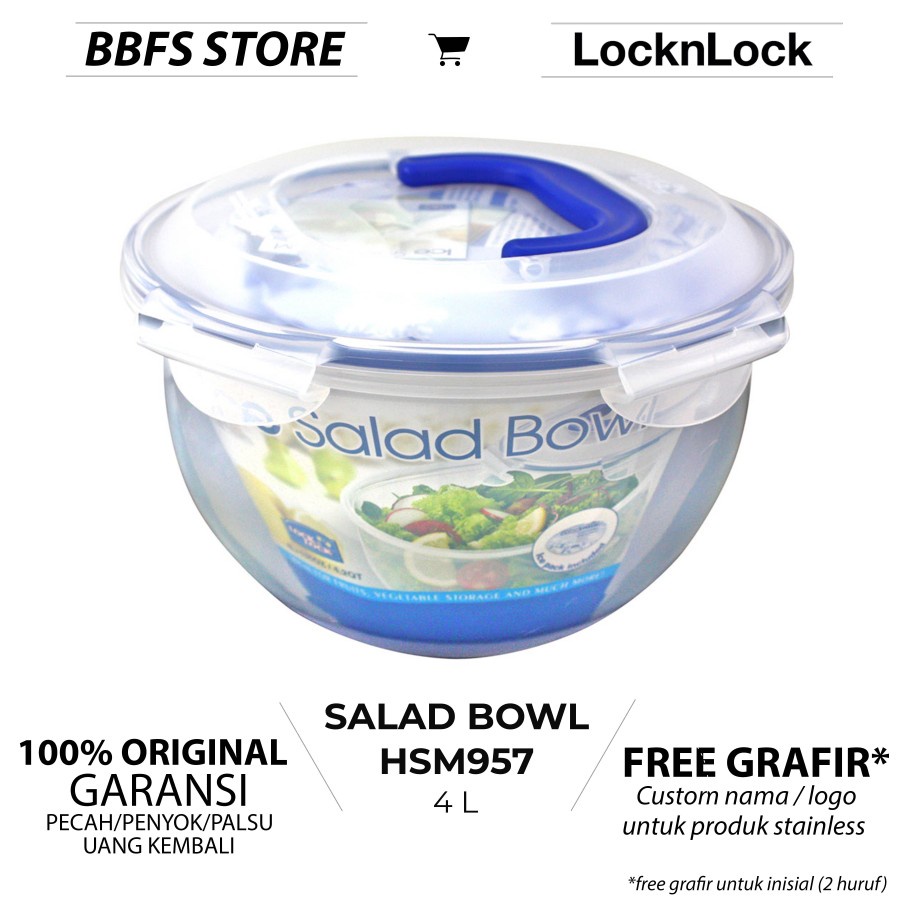 Lock n Lock Salad Bowl and Cap 4L Fruit Vegetable Salad Container Lock