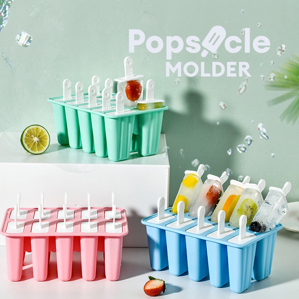 LOCAUPIN 10 Grid Popsicle Mold Homemade DIY Ice Cream Stick Maker for ...