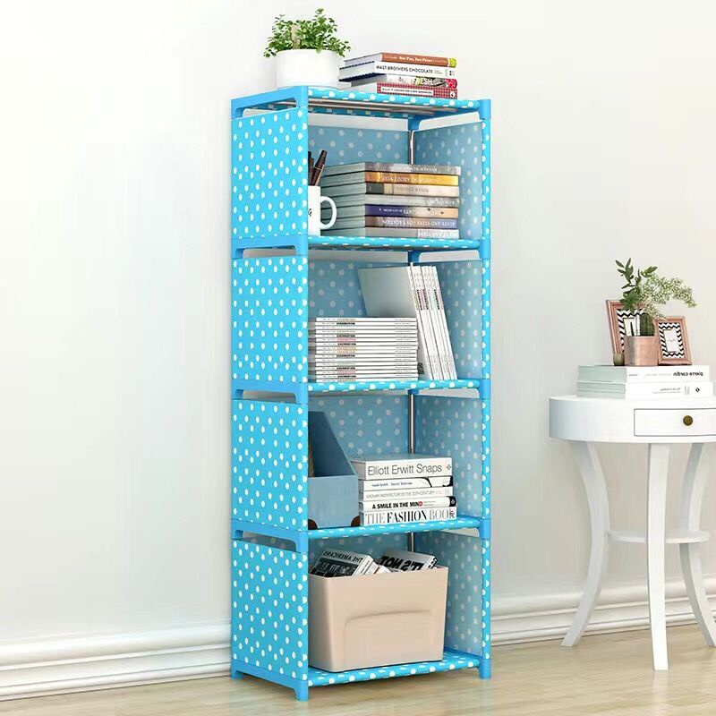 With Back Cover DIY Book Shelf 4 Layer Storage Rack Waterproof And Easy ...