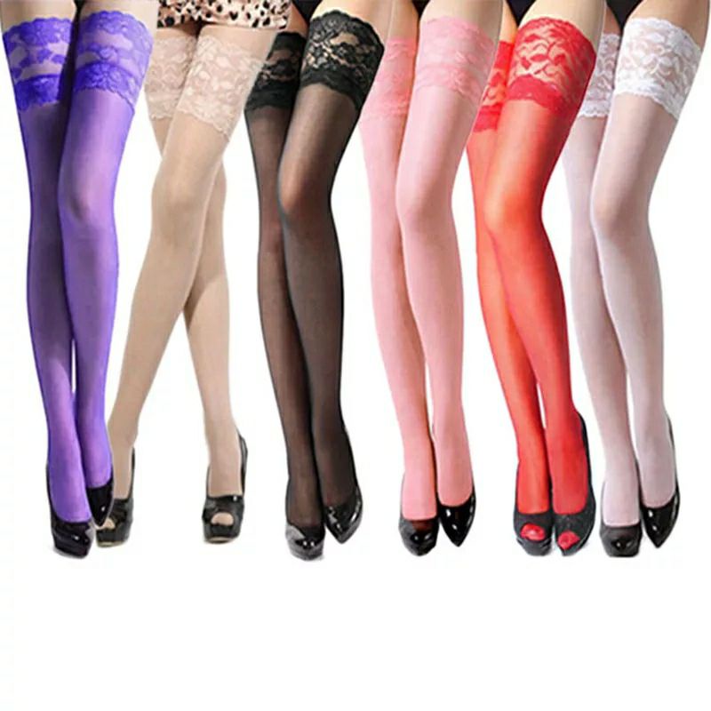 Sexy Stockings Thin Tights Women New Girls Floral Lace High Ultra Sheer ...