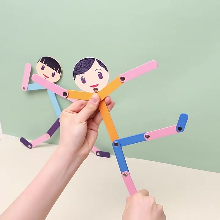 Children Movable Wooden Man Toy Montessori Kids Eye Hand Coordination ...