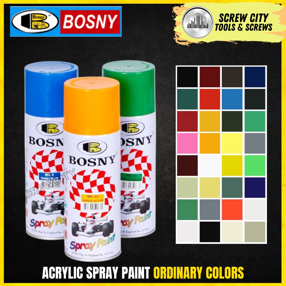 Bosny ORDINARY COLORS 100% Acrylic Spray Paints | Shopee Philippines