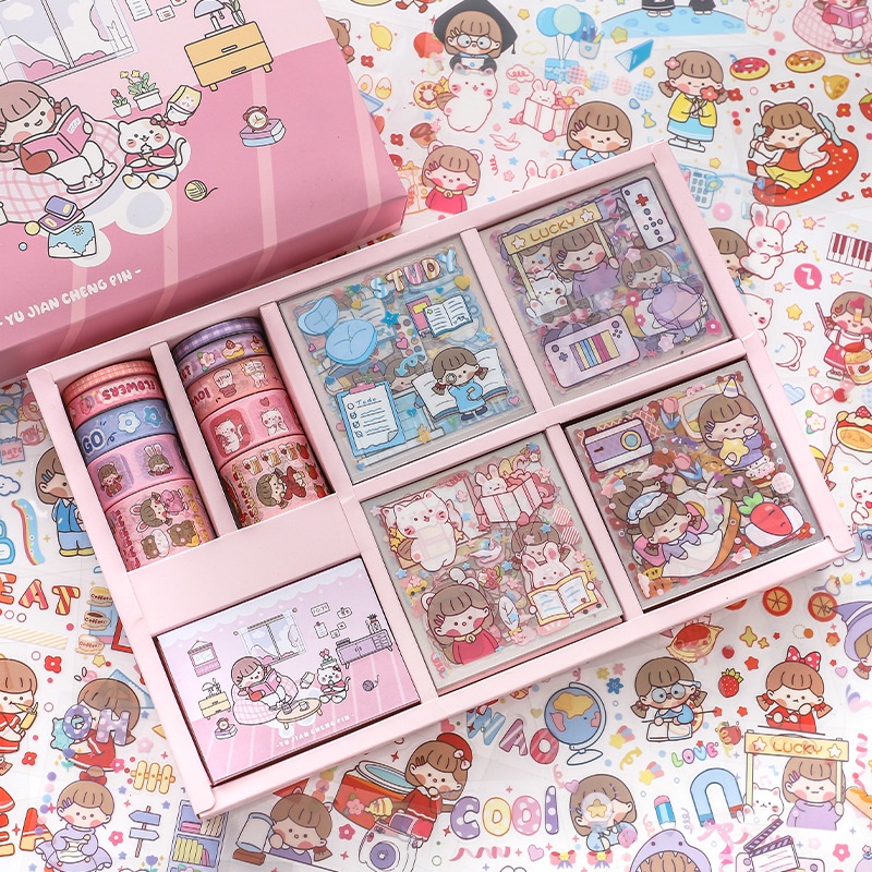 Imoda Sticker Gift Box Set Sticker Tape Gift Box Set Girl Cut Scrapbook ...
