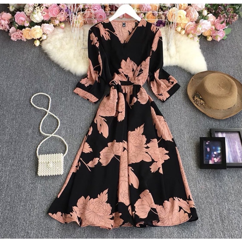 #21586-1 Korean Stylish Printed maxi dress New colors | Shopee Philippines