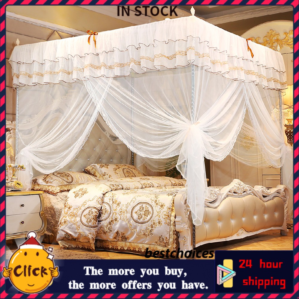 Curtain Bed Princess Netting Corner Four Canopy Luxury Net | Shopee ...