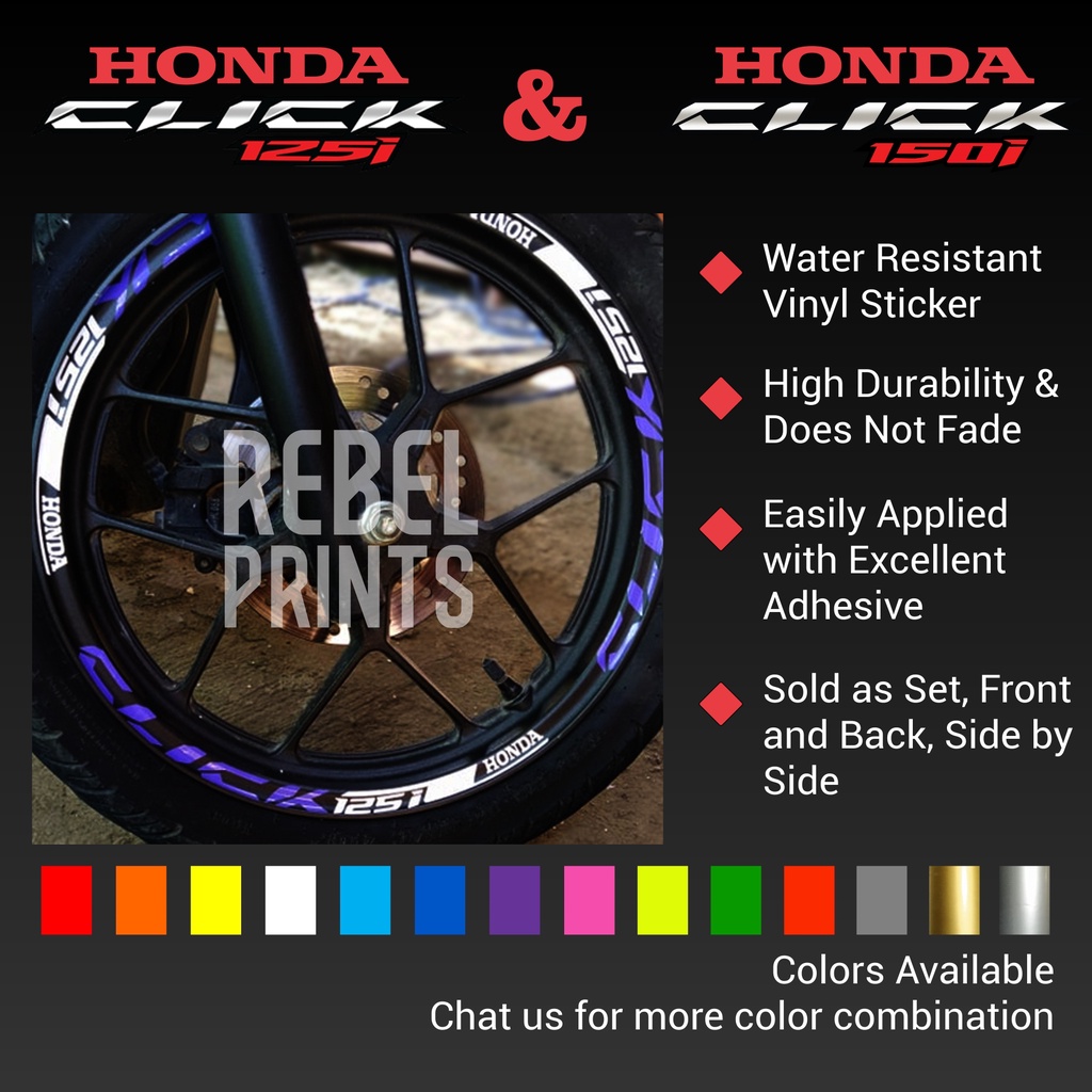 CLICK 125 & CLICK 150 Honda Mags Sticker Decals Vinyl Set for Front and ...