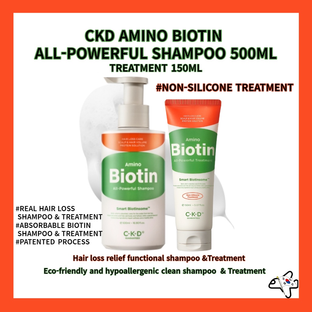 CKD AMINO BIOTIN ALL-POWERFUL SHAMPOO 500ML TREATMENT 150ML/Hair loss ...