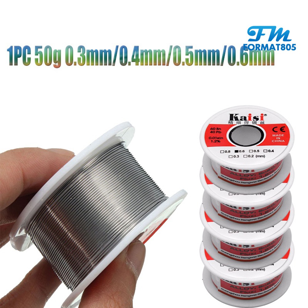 Rosin Core Solder Wire – 50g, 0.6mm Diameter, Sn60/Pb40 1.2% Flux, For Electrical Soldering & DIY Projects (4 Size Options)