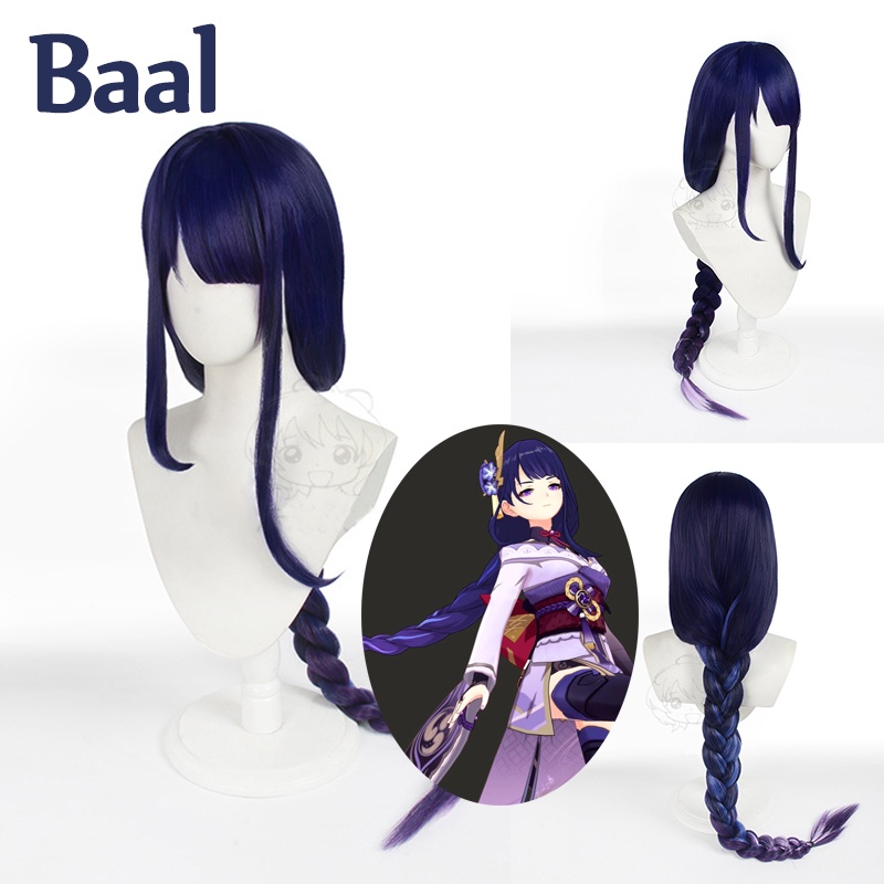 Genshin Impact Baal Wigs Cosplay Prop Hairpiece Purple Twist