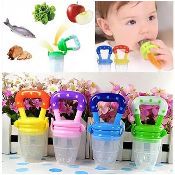 Baby Rattle Pacifier Fresh Food Fruit Nibbler Feeder Silicone