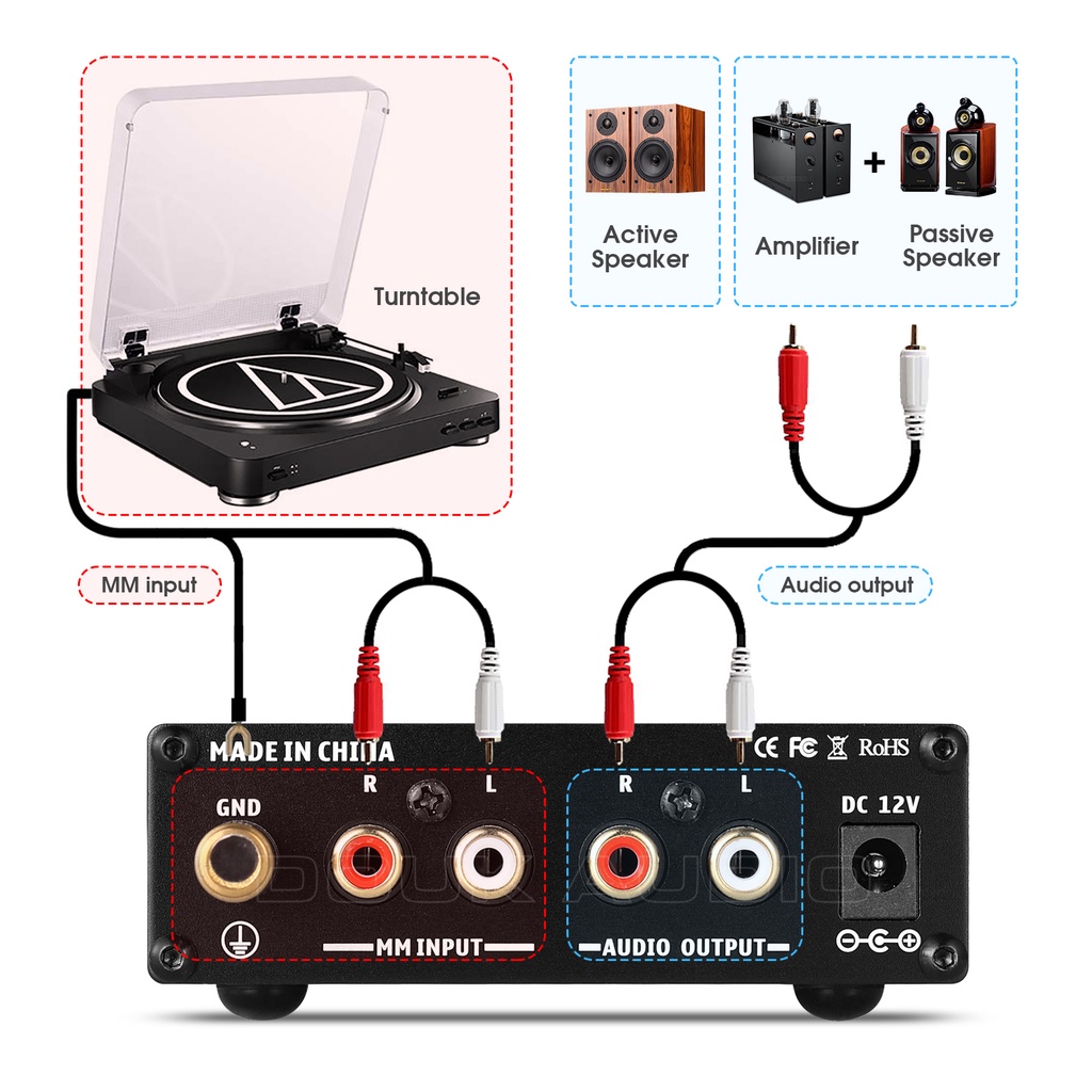 Nobsound Mini T3 MM RIAA Phono Stage Preamp Record Player Stereo